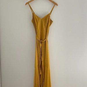 &Other Stories yellow belted midi dress